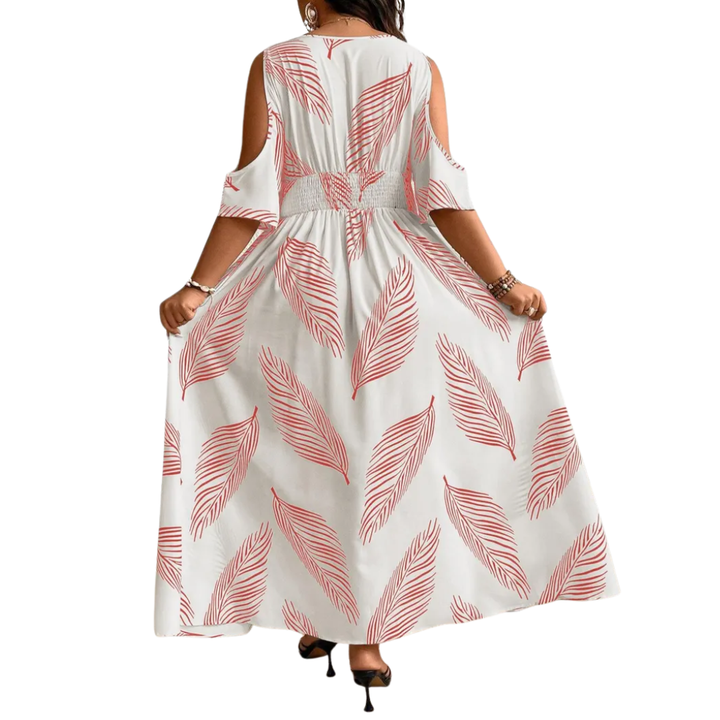Wavena  – Boho Print Cold Shoulder Dress
