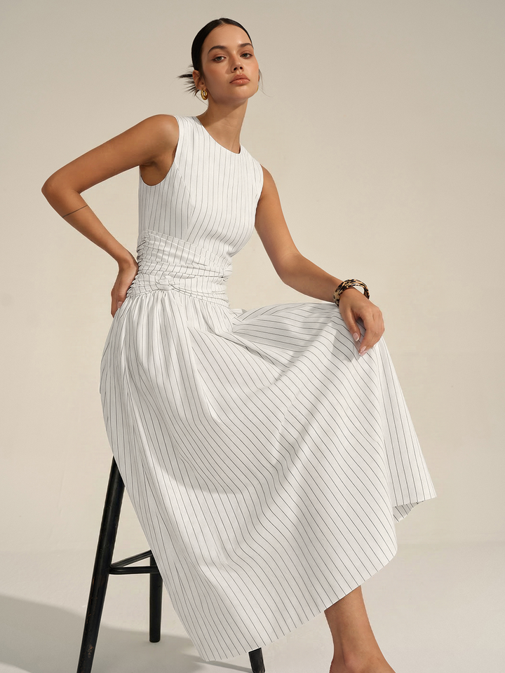 Vivienne | Striped Ruched Maxi Dress