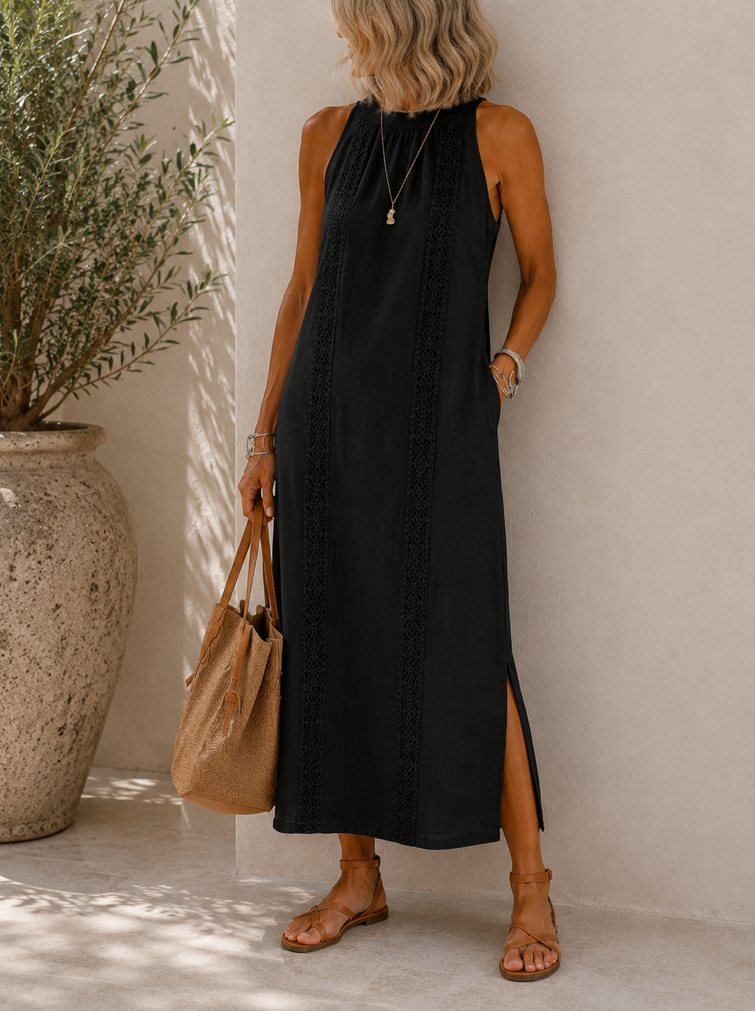 Jimena | Relaxed Midi Dress — Black