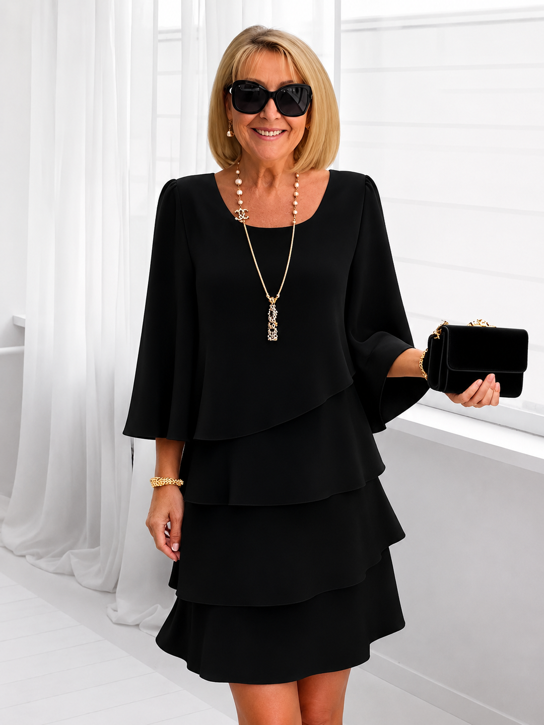 Catherine | Elegant Comfort Ruffle Dress