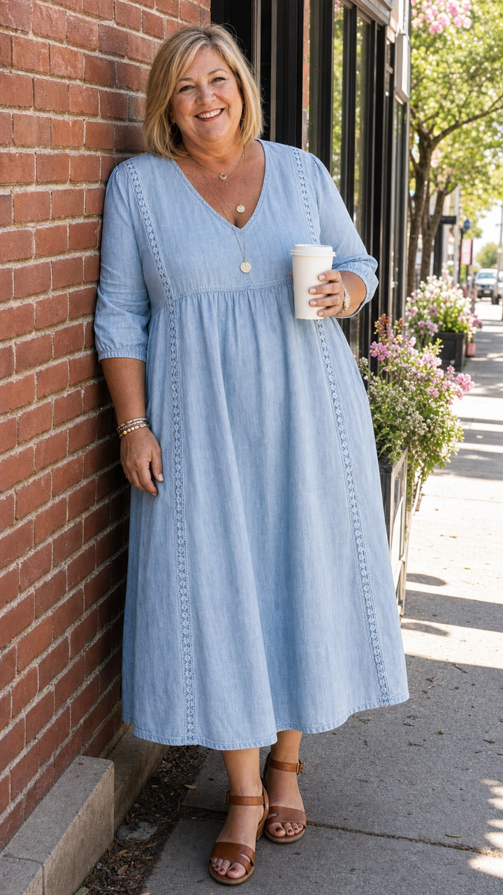 Antonia | 3/4 Sleeve A Line Maxi Dress