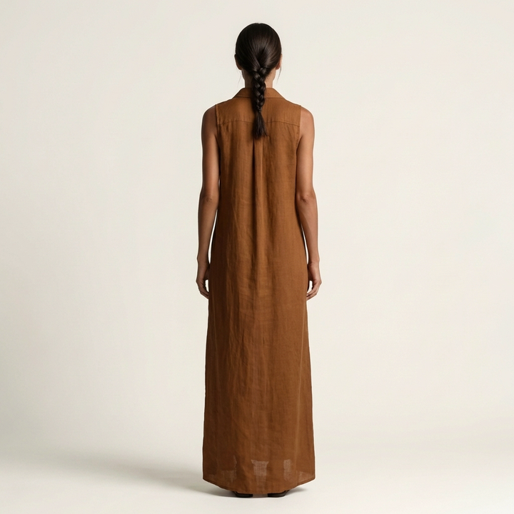 Mirabell | Hooded Button-Front Sleeveless Maxi Dress