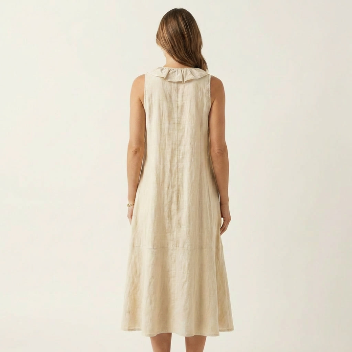 Vicky | Ruffle-Front V-Neck Sleeveless Maxi Dress