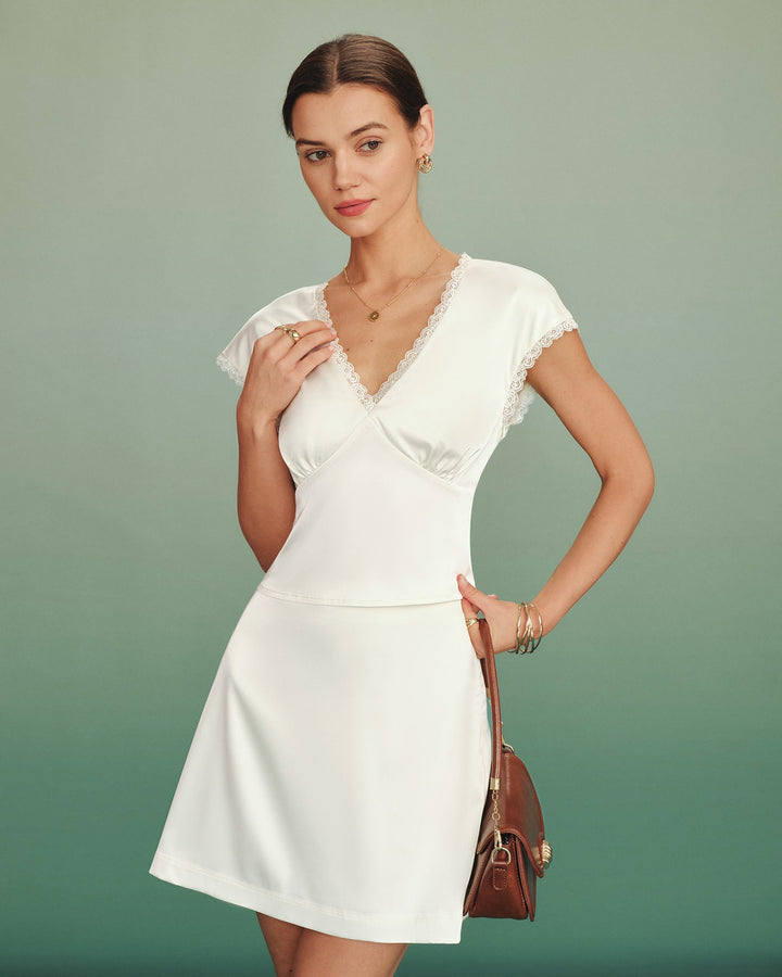 Amy | Satin Lace Top
